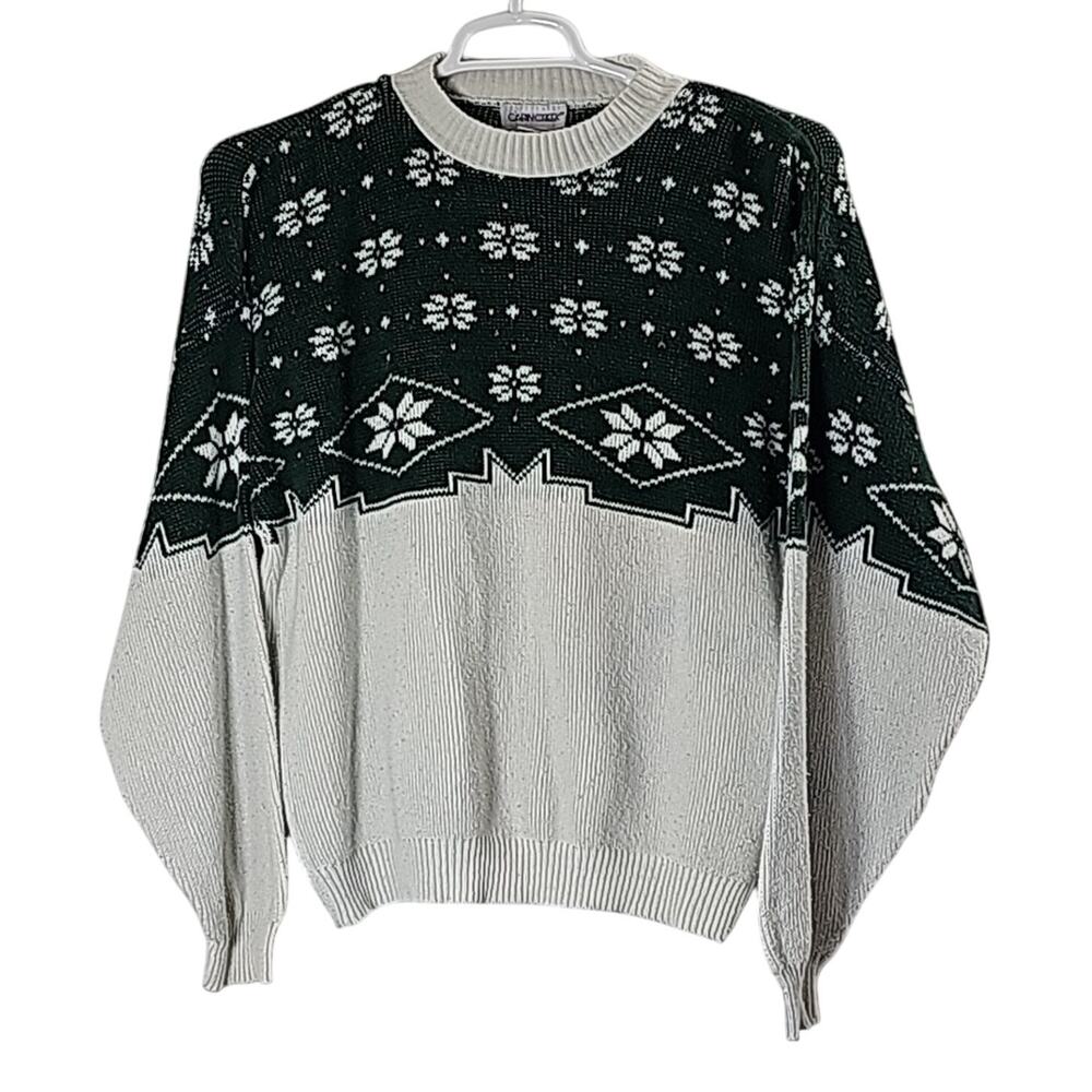 Vintage Womens Sz XL Crew Neck Fair Isle Style Heavyweight Made in USA Sweater